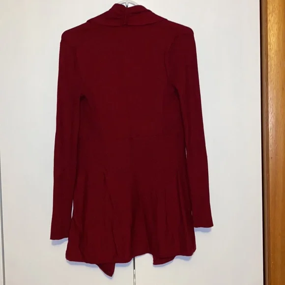 WHBM Burgundy Open Front Cardigan, Size XS - Picture 2 of 8